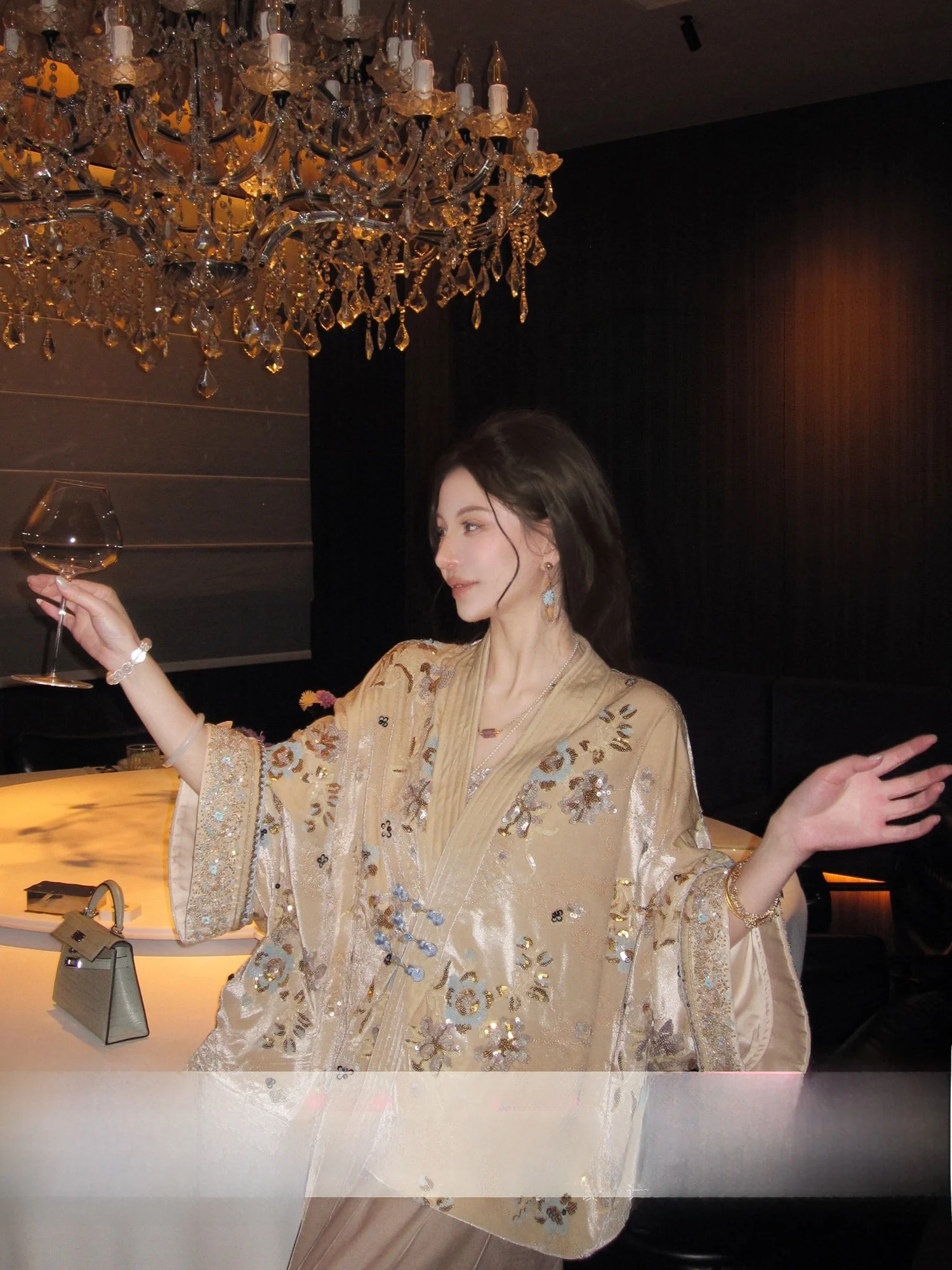 

New Chinese Sle Heavy Embroidery Velvet Jaet Women's Outerwear Spring MOSS STUDIO Long Sve Plant Floral Pattern