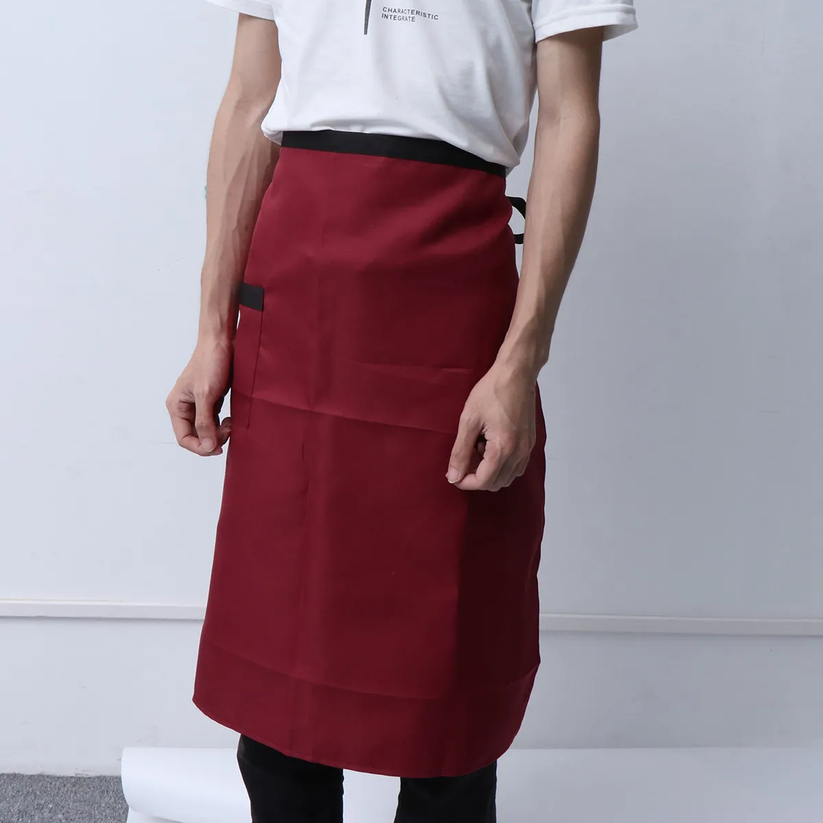 Cotton Polyester Short Waist Apron with Pocket – Unisex Chef, Waiter, Waitress Apron for Home & Outdoor Use