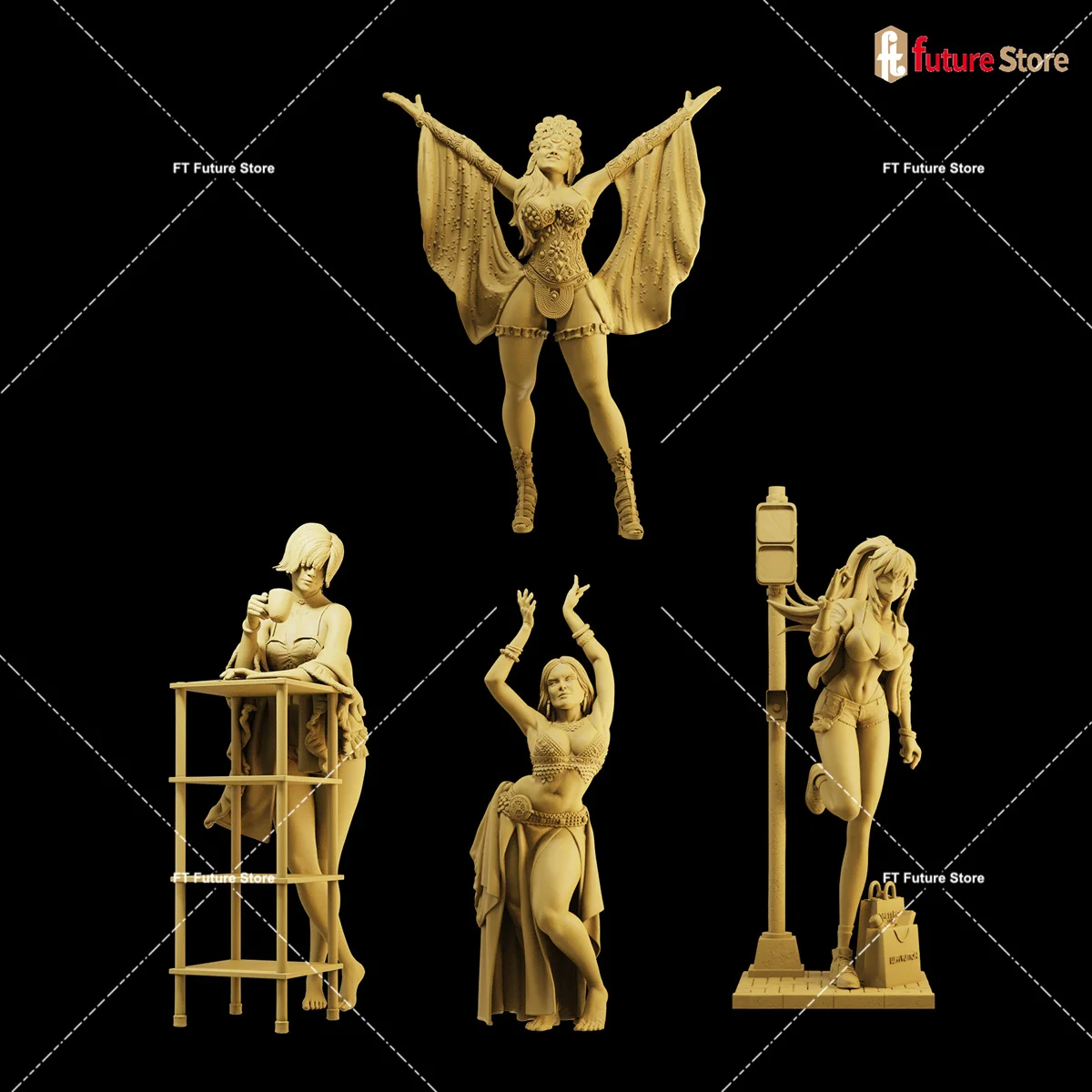 

3D Print Miniature 1/64 1/43 1/35 Dancer Girls Beauty With Platform Female Figure Mini Dolls Figurine Scene Props Model Decor
