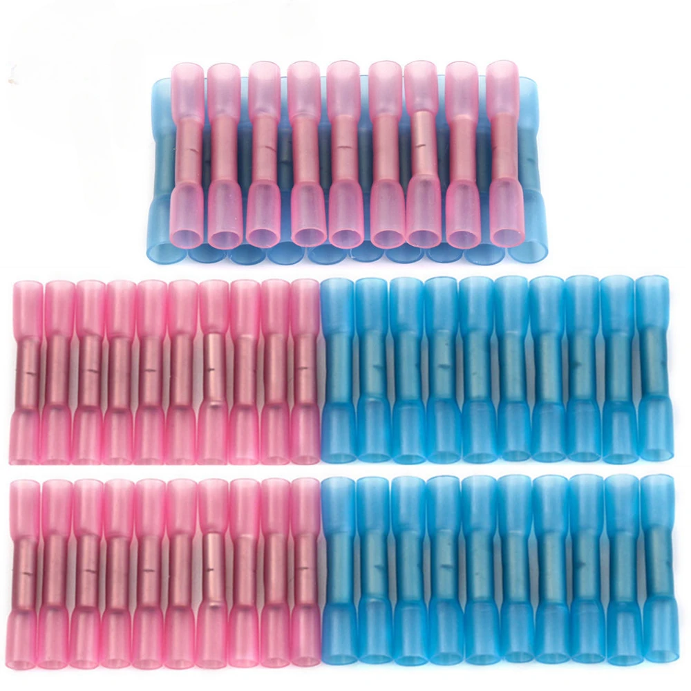 50PCS Heat Shrink Insulated Butt Connectors Splice Electrical Crimp Terminals Waterproof 22-14AWG