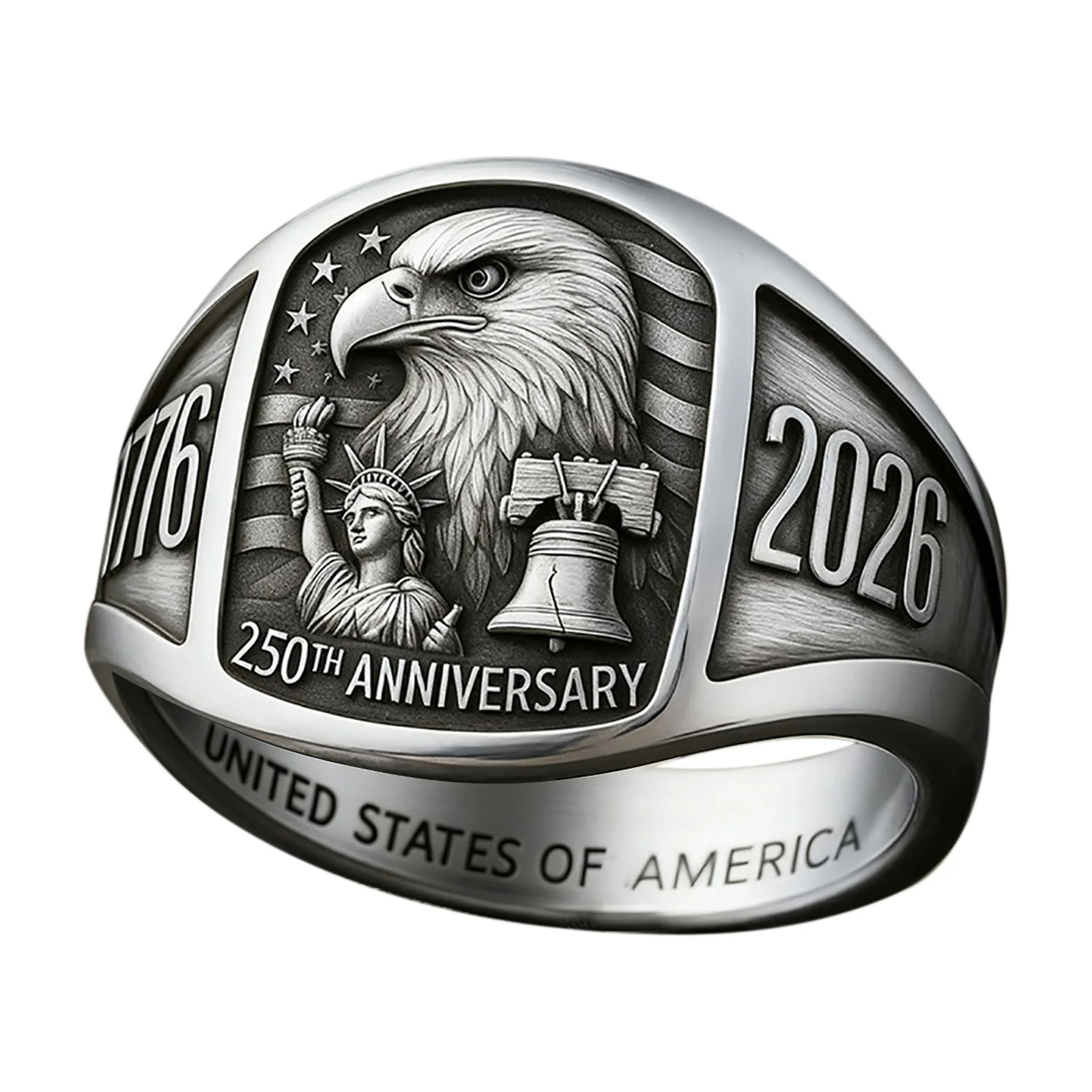 البنصر تلميح للنساء 2026 طبعة خاتم وطني 2026 الشرف الحرية الدائري ذكرى 250 سنة من الحرية حلقة مفتوحة مجموعة #1