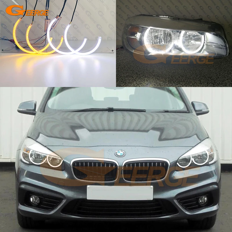 

For BMW 2 SERIES F45 F46 2014 2015 - 2019 Ultra Bright A/W Switchback Day Light Turn Signal SMD LED Angel Eyes Kit Halo Rings