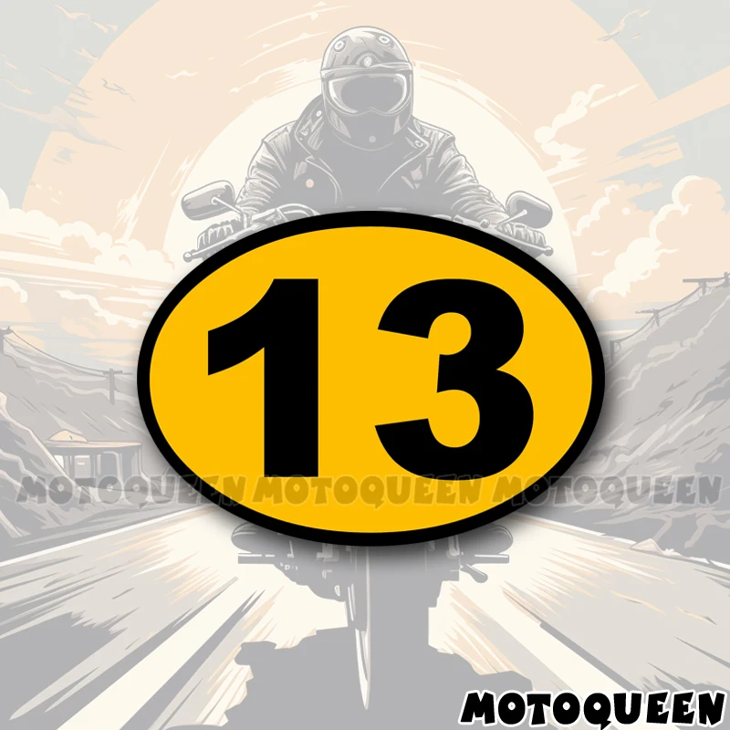 Racing Cafe Racer Number 13 Vintage Motorcycle Decal Oval Tank Side Cover Box Helmet Stickers Wind For Motorbike Auto Car