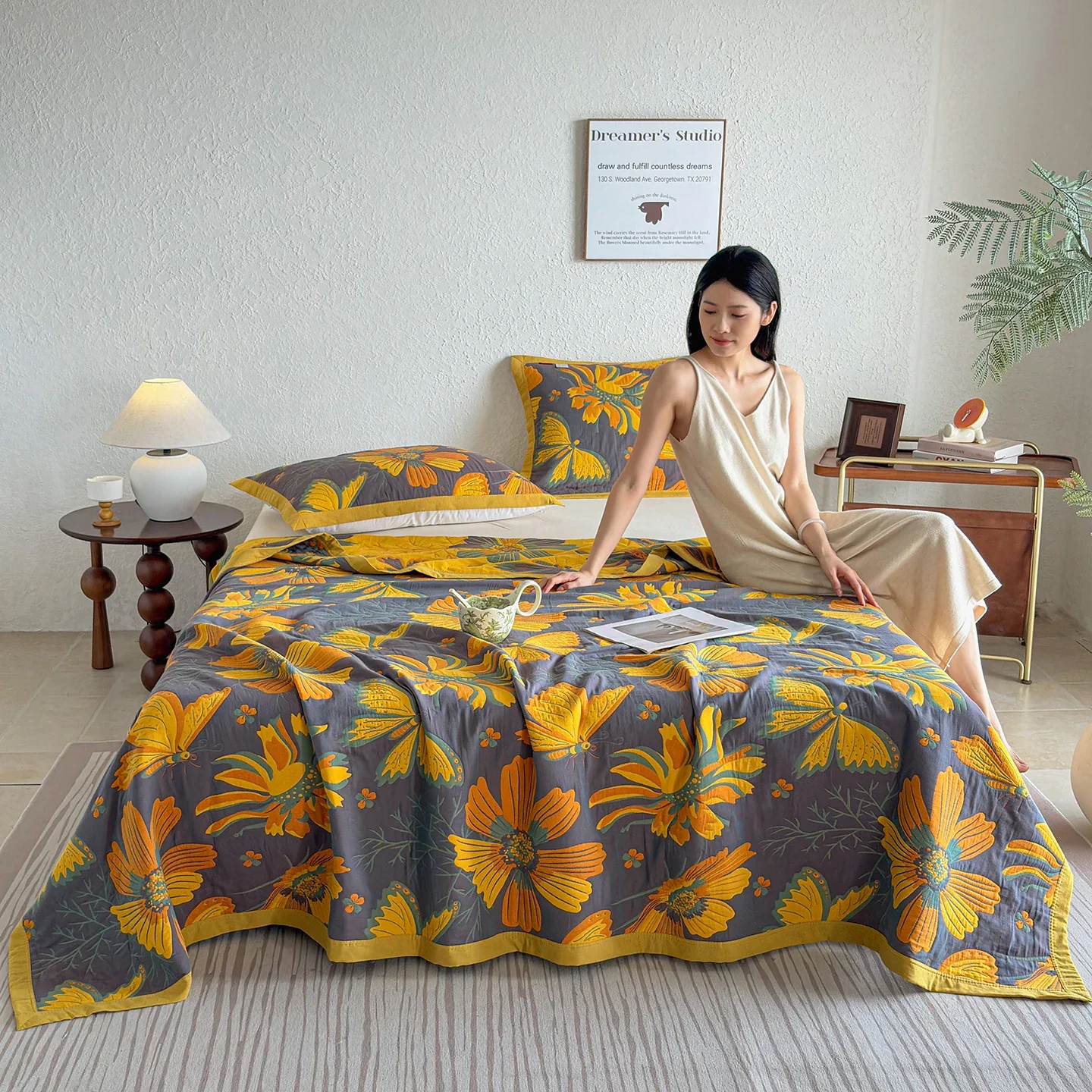 Fashion Jacquard Summer Quilt High Quality 100% Long Staple Cotton Blanket for Bed Queen King Cotton Filling Thickened Bedspread