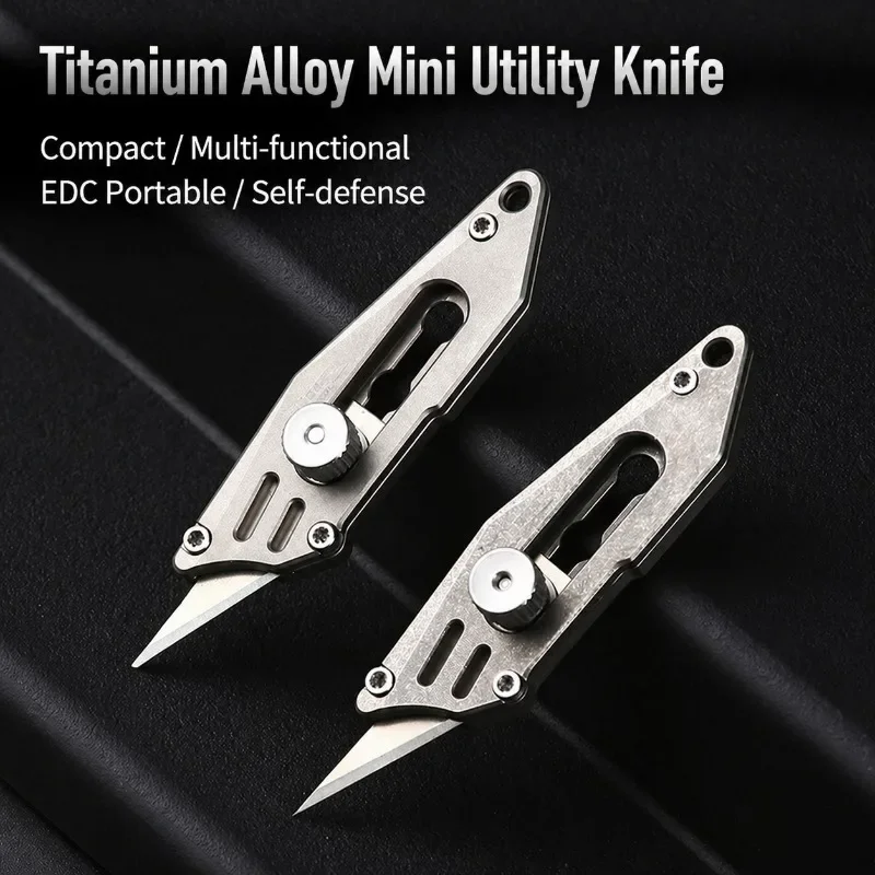 Compact Titanium Alloy EDC Mini Utility Knife Keychain Pendant Cutter for Outdoor Paper Trimming Everyday Carry
