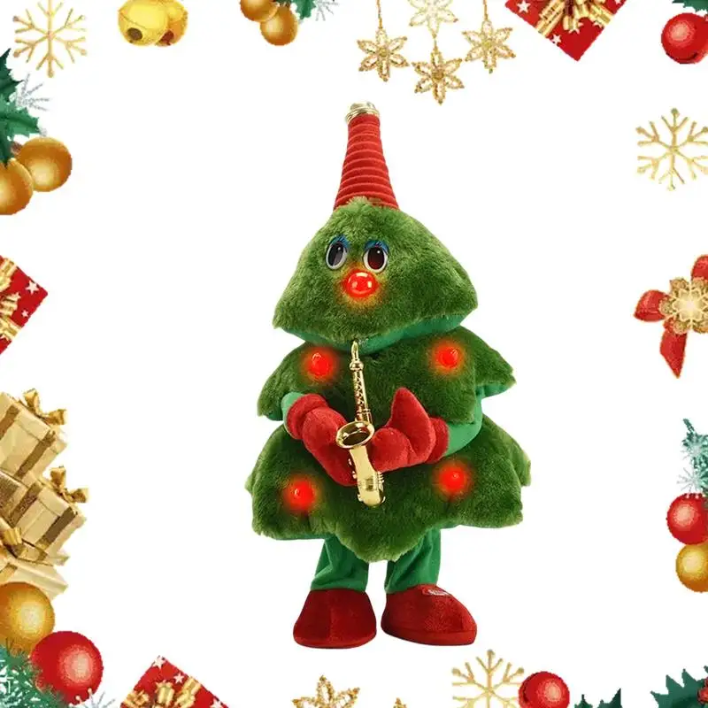 Christmas Tree Electric Plush Toys Electric Christmas Tree Stuffed Toy Cute Electric Stuffed Toy Swinging Plush With Lights For