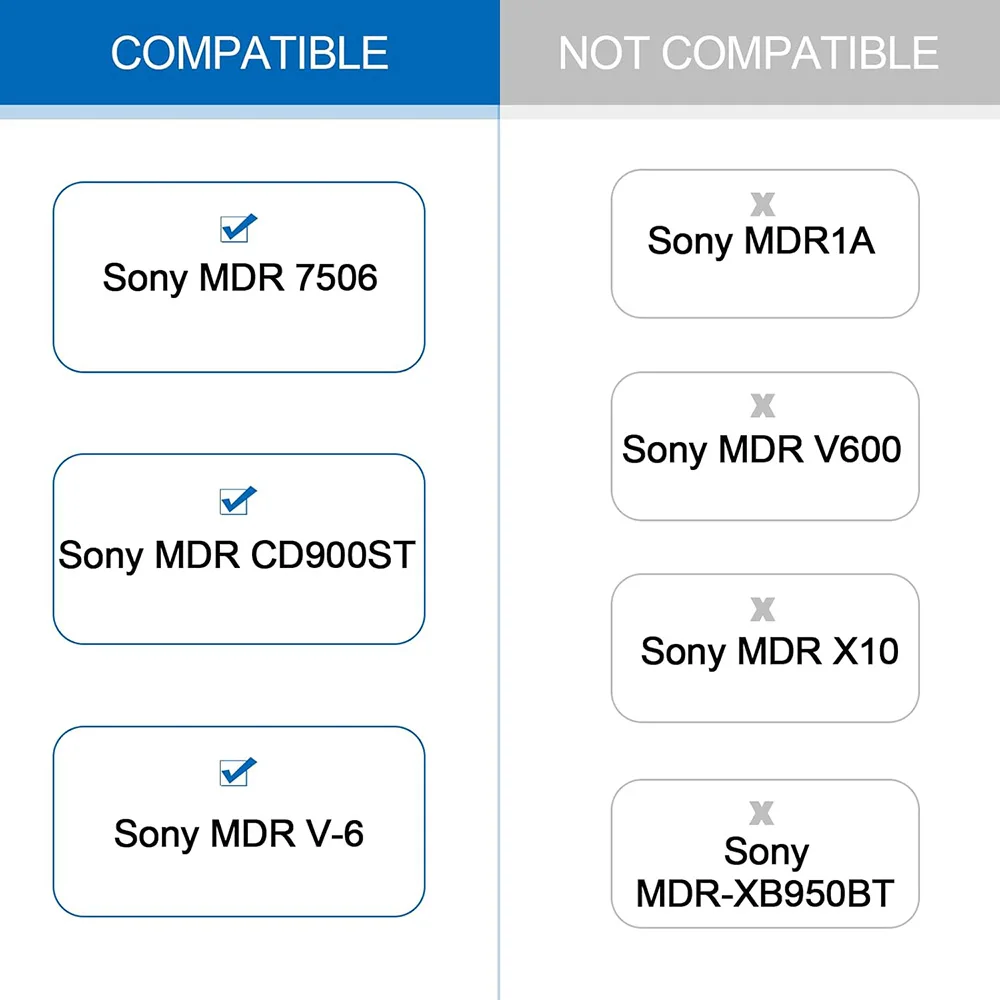 Sostituzione per Sony MDR 7506 auricolari Sony MDR V6/ MDR V7/ MDR-CD900ST cuffie in pelle proteica cuscinetti adatti