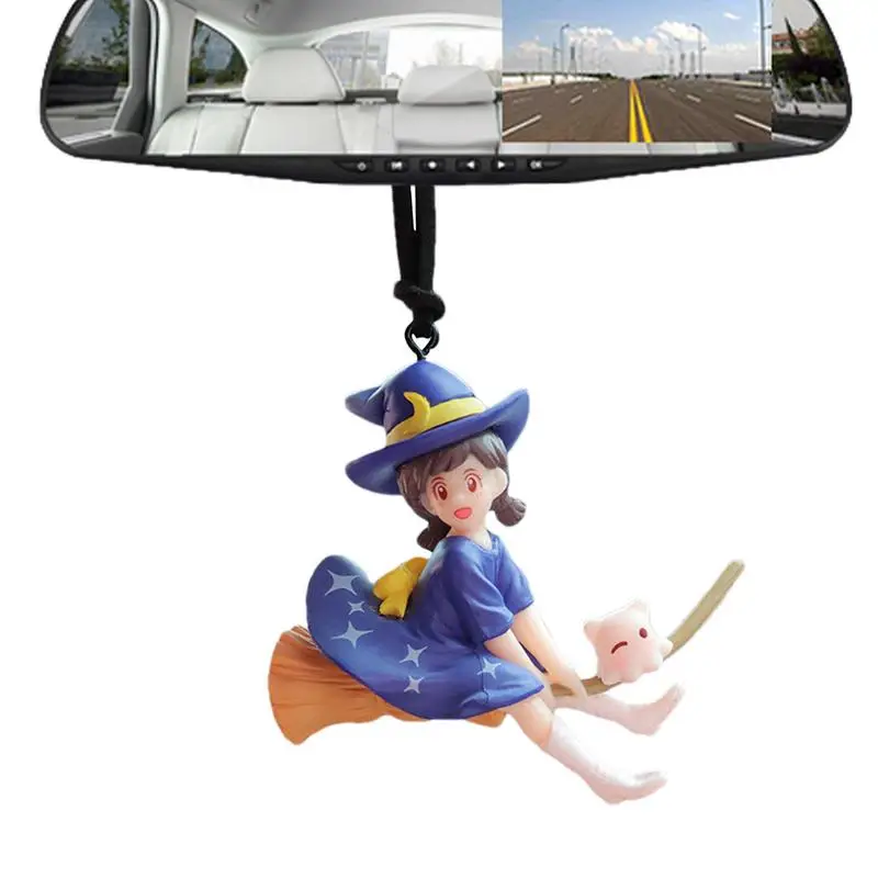 

Little Witch Car Interior Decoration Cute Witch Figure Auto Rearview Mirror Pendant For Car Accessories Woman