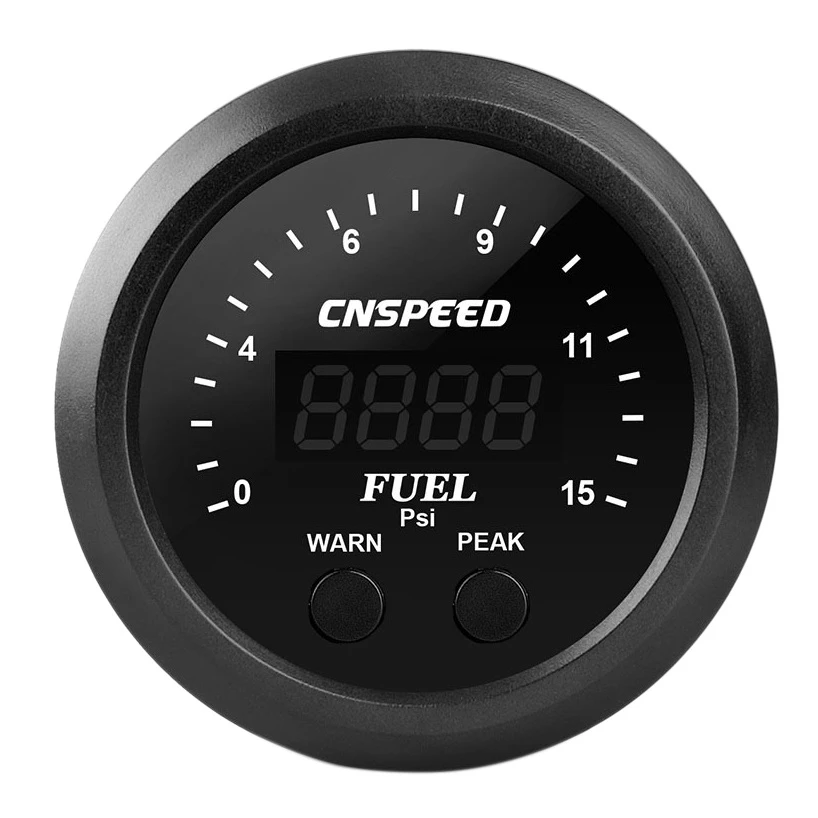 CNSPEED 2.5inch Fuel Pressure Gauge Digital Display 12V Ultra-Thin Universal 0-150PSI Fuel Meter with Sensor LED Indicator