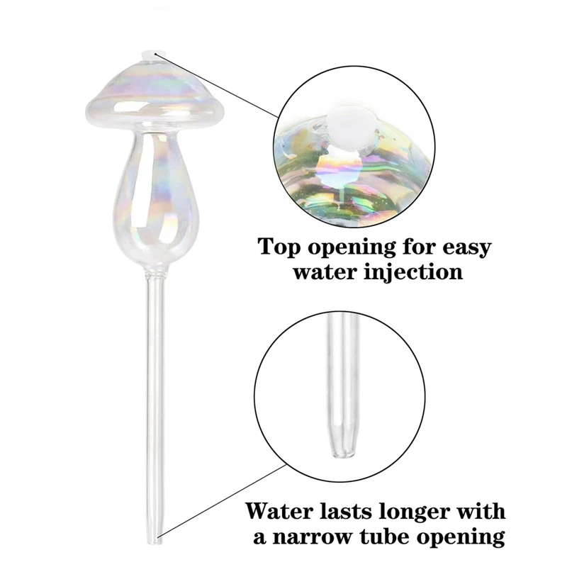 4-Pack Self-Watering Balls,Glass Watering Cans, Mushroom Design, Hand-Blown Glass,Suitable For Indoor & Outdoor Plants