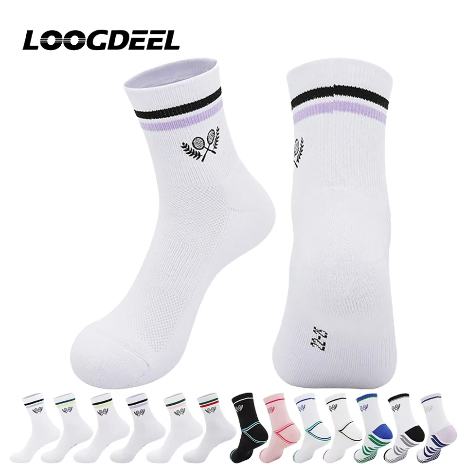 

Loogdeel Adult Anti-slip Socks Breathable Sweat-Absorbent Professional Football Sports Socks Embroidered Training Crew Socks
