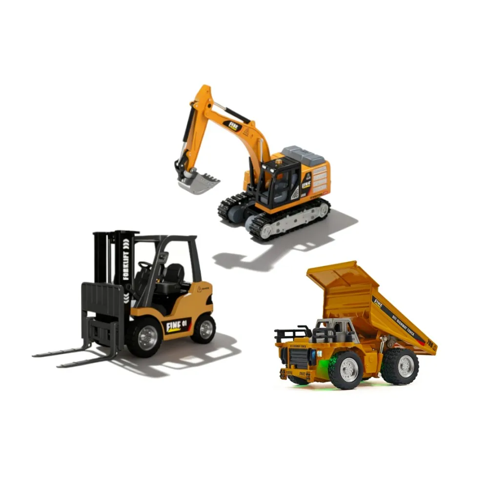 

TRASPED HG4-243 HG4-301 HG4-431 RTR 1/64 2.4G Миниатюрные радиоуправляемые модели из сплава: Погрузчик, Экскаватор, Самосвал. С поддержкой приложения и звуковыми эффектами.