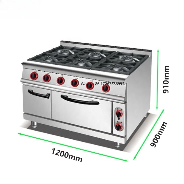 Equipment Kitchen Stainless Steel Commercial 6 Freestanding Burners Gas Stove Restaurant & Hotel