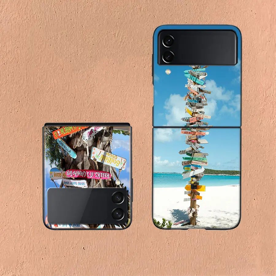 Seaside signs for summer tourism For Samsung Galaxy Z Flip 5 4 3 Case Shockproof Hard Cover For Phone Z Flip 6 5G Z Flip 5 4 5G