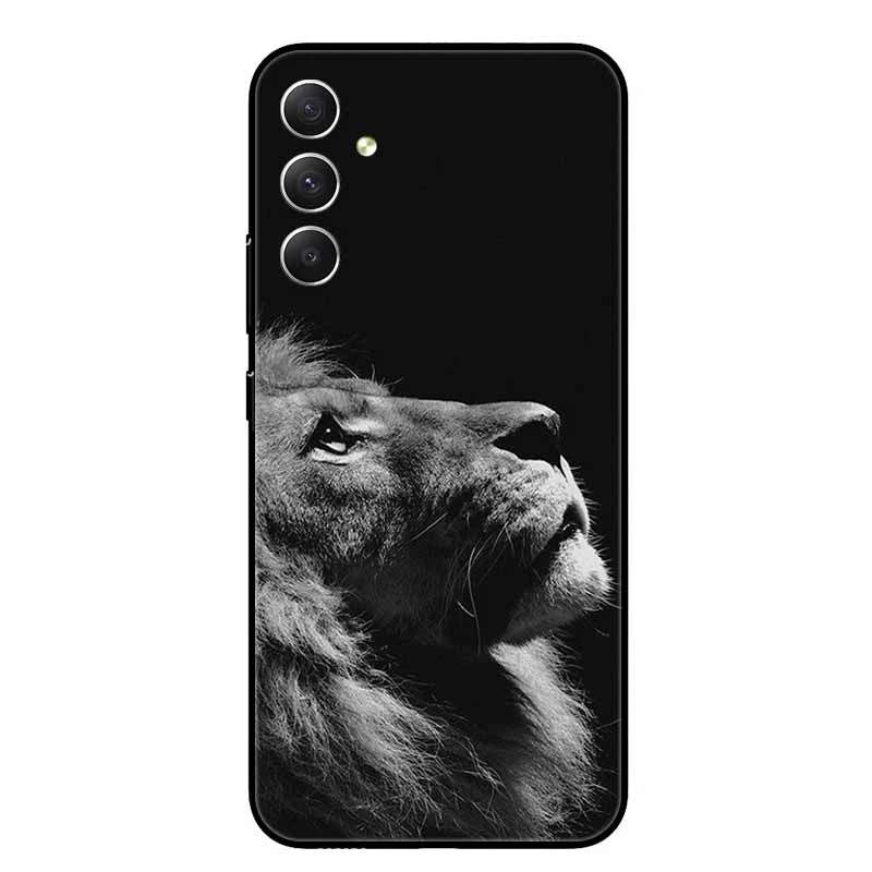 For Samsung A54 5G Case Wolf Lions Black TPU Soft Silicone Coque for Samsung Galaxy A56 A34 A55 Phone Back Cover A 54 55 Shells