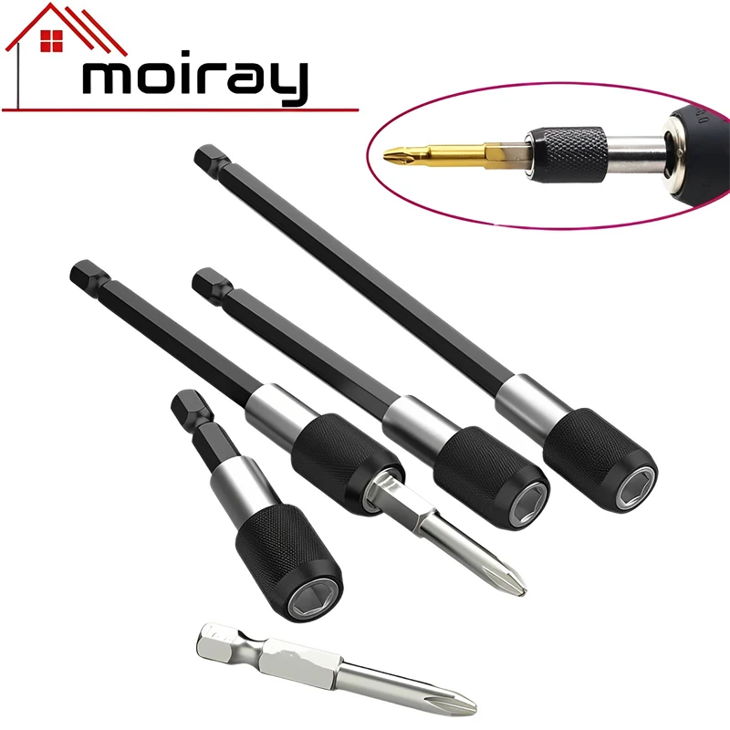 1/4 inch Head Extension Rod Batch Magnetic Screwdriver Quick Transfer Lever Self-locking Extension Rod 60/100/150mm Hand Tools