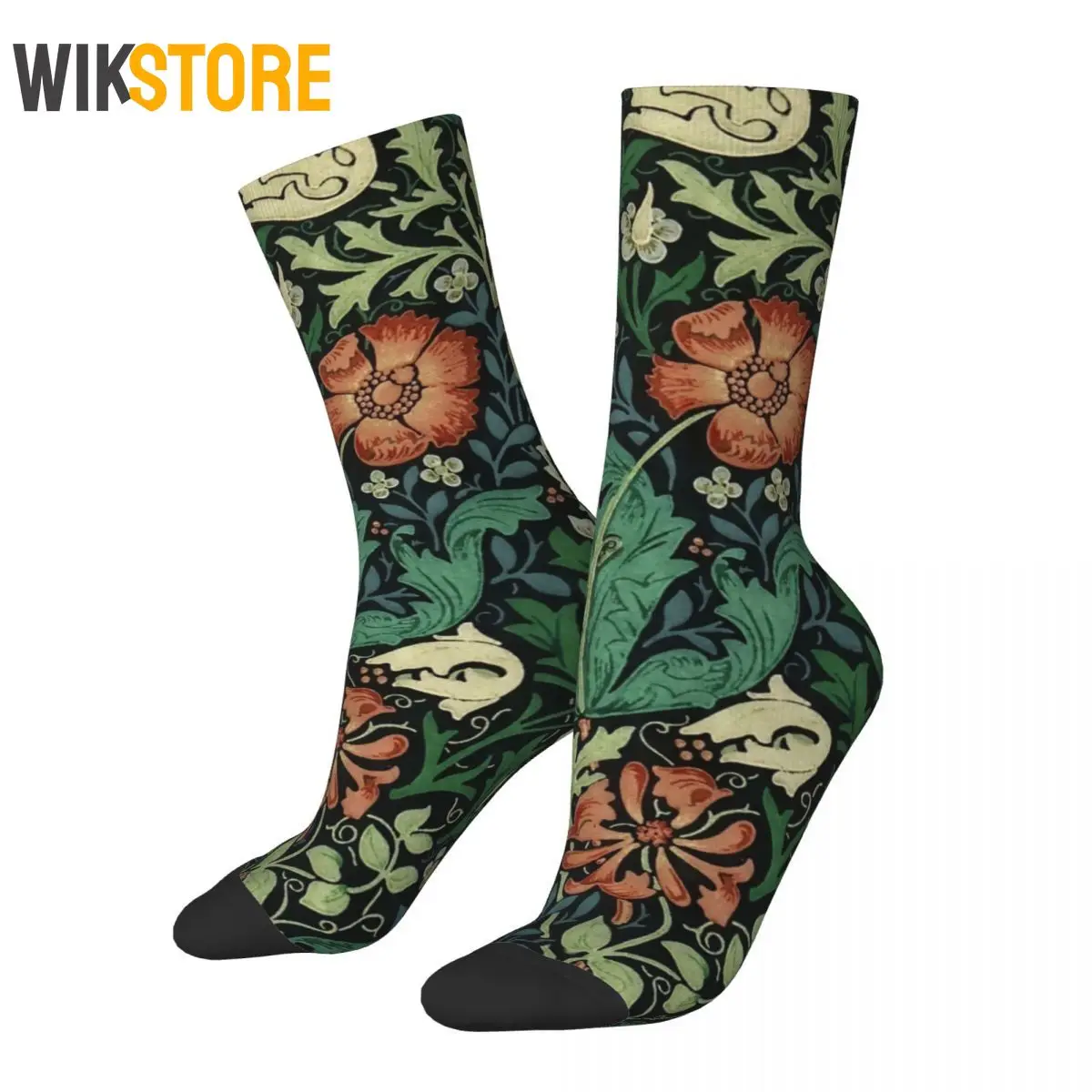 

William Morris Compton Floral Art Men Women Funny Happy Socks Hip Hop Spring Summer Autumn Winter Middle Tube Breathable Sock