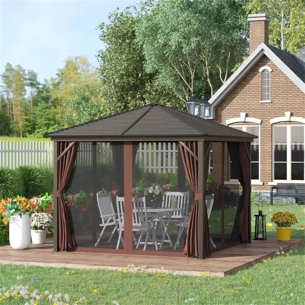 Customized 4x4 Aluminum Alloy Easily Assembled Rainproof Pergola Waterproof Outdoor Garden Hardtop Gazebo Tent For Backyard