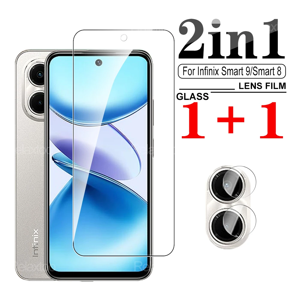 2in1 For Infinix Smart 9 Screen Protector Shockproof Tempered Film For Infinix Smart 8 Smart9 Smart8 Lens Protective Glass 6.7in