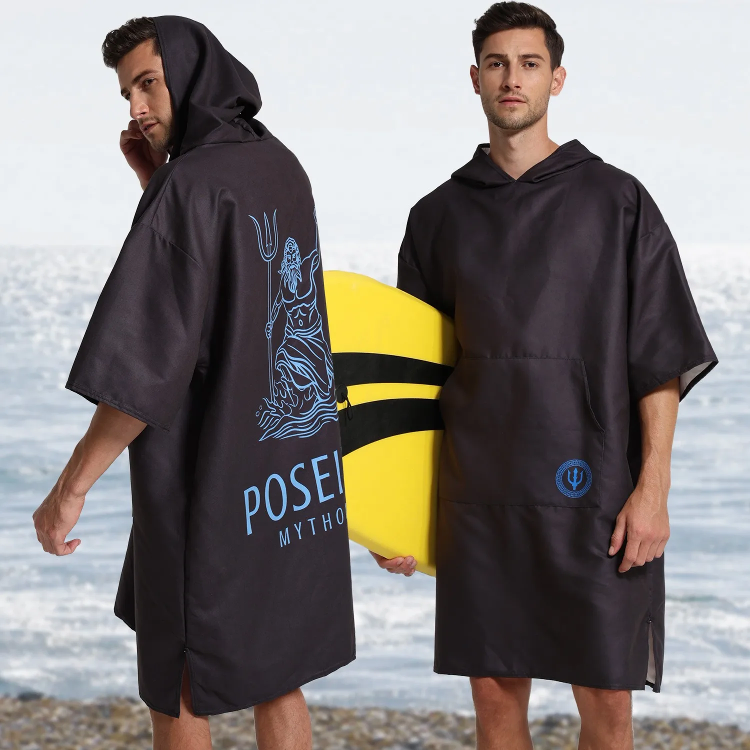 Adult Bathrobe Swimming Towel Diving Cloak Absorbent Quick Dry Beach Towel Cover up for Swimsuit Polyester Fiber Interior