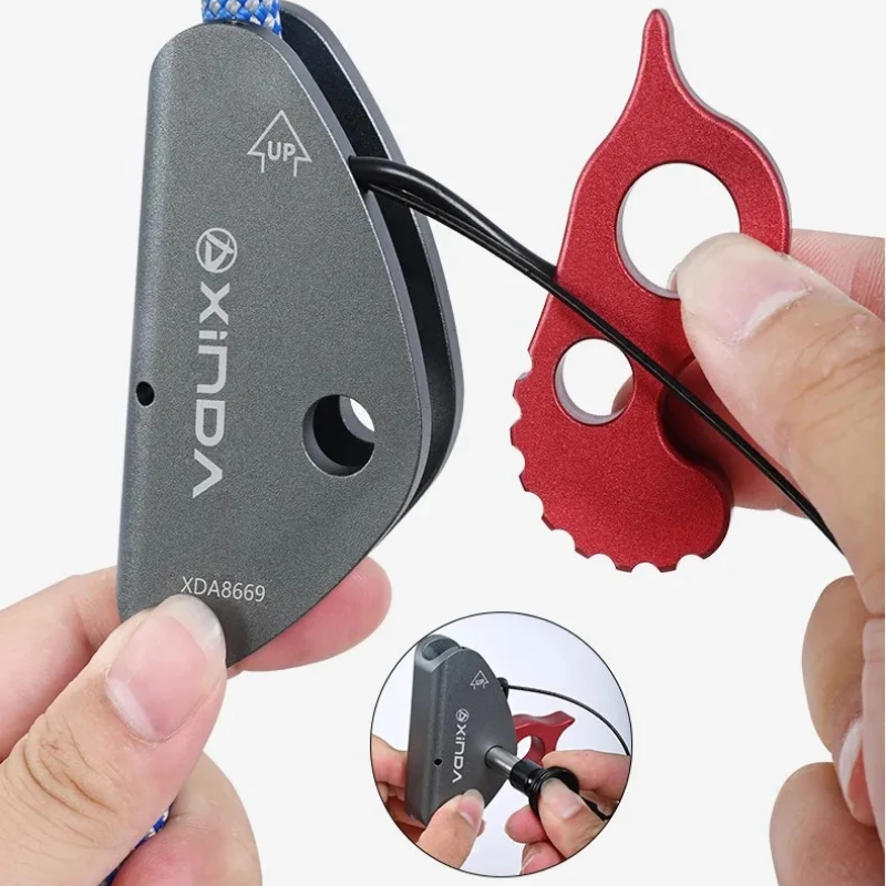 

Climbing Rope Grab Fall Arrester, Fall Protection Rescue Aluminum with Spring Tensioned Pin Easy Rope Installation