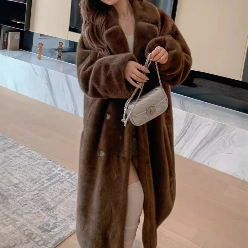 Fashion Elegant Women's Coat 2025 Winter Casual Style Long Faux Fur Coat