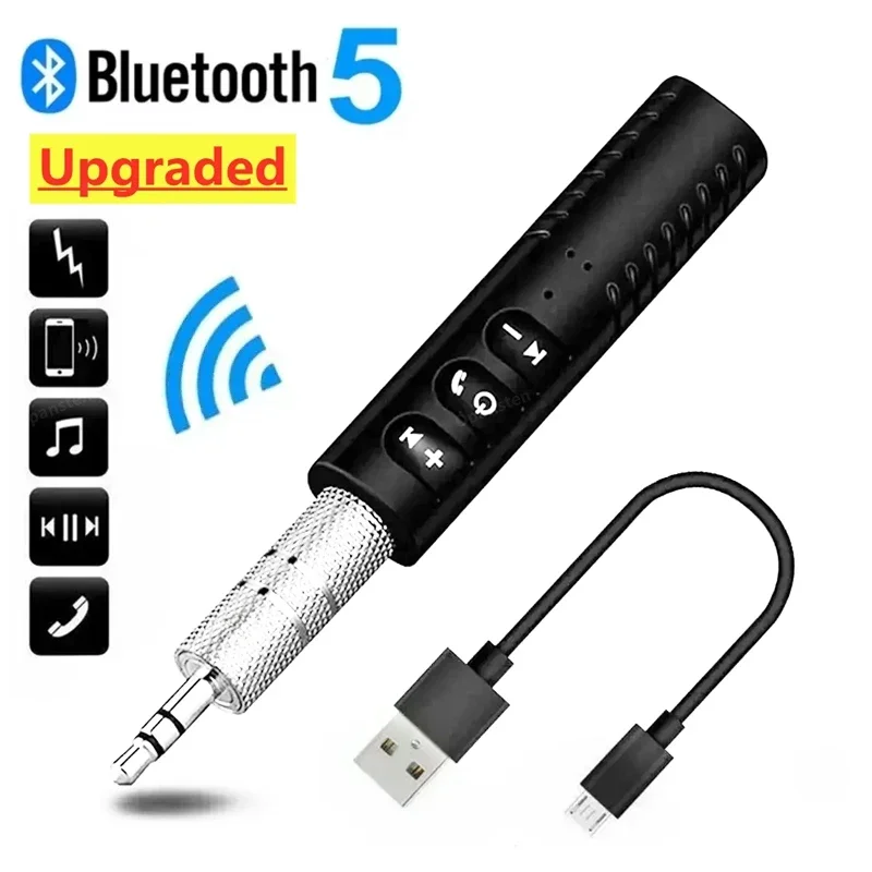 Car Bluetooth 5.0 Receiver 3.5mm 3.5 AUX Jack Stereo Music Audio Car Kit Transmitter Speaker Amplifier Wireless Adapter with Mic