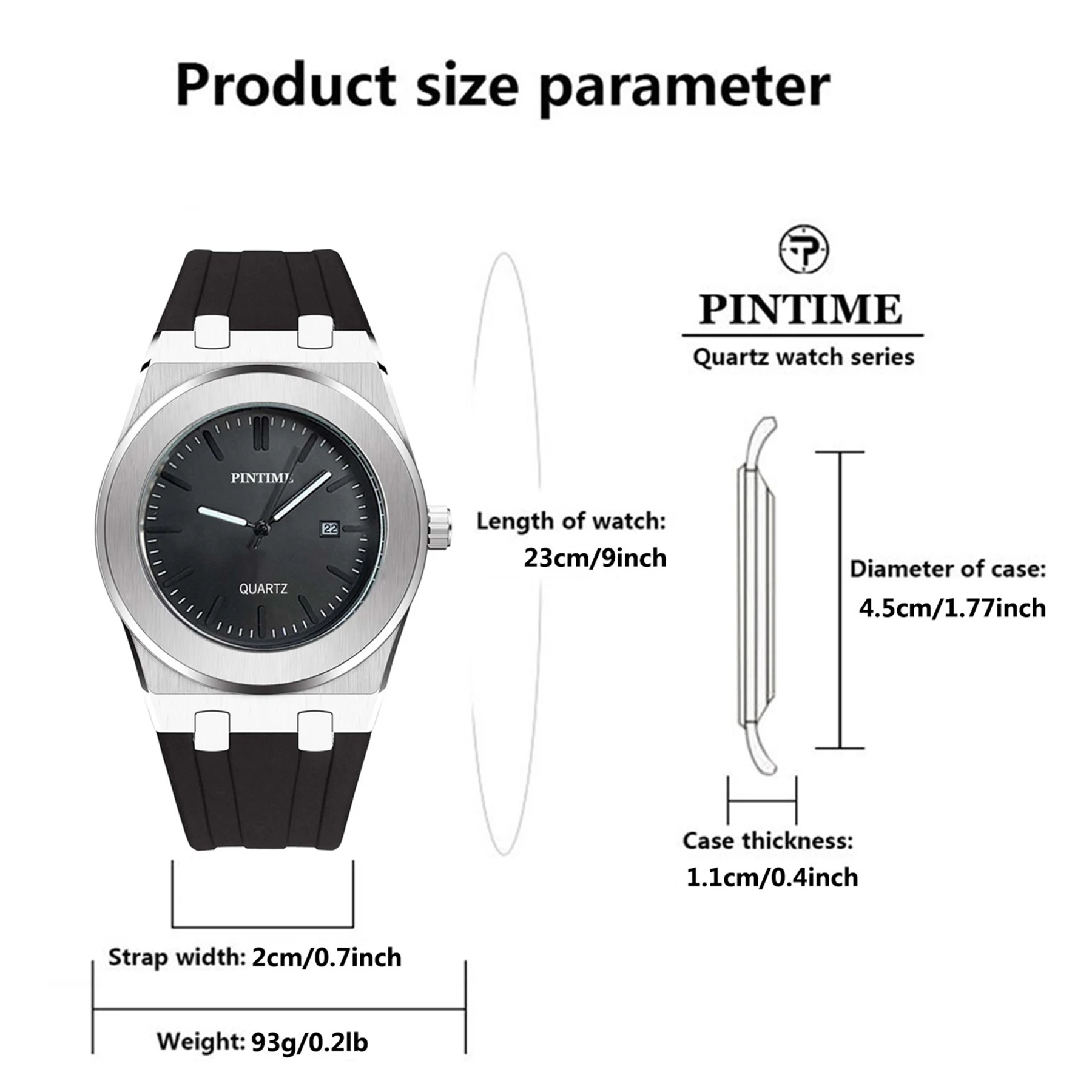 Men's Quartz Watch, with Luxurious and Trendy Design, Silicone Strap, Calendar, Waterproof and Luminous Features, Suitable for D