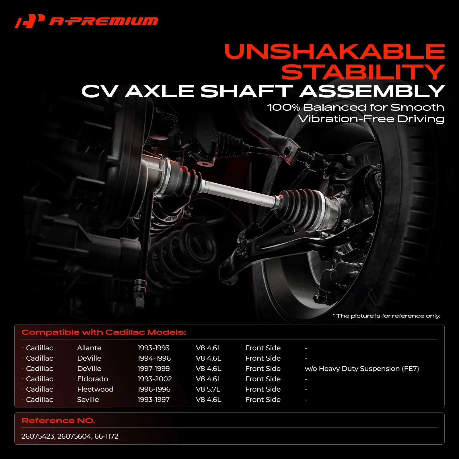 A-Premium Front CV Axle Assembly for Cadillac Allante 1993 DeVille 1994-1999 Seville 1993-1997 Eldorado 1993-2002 Fleetwood 1996