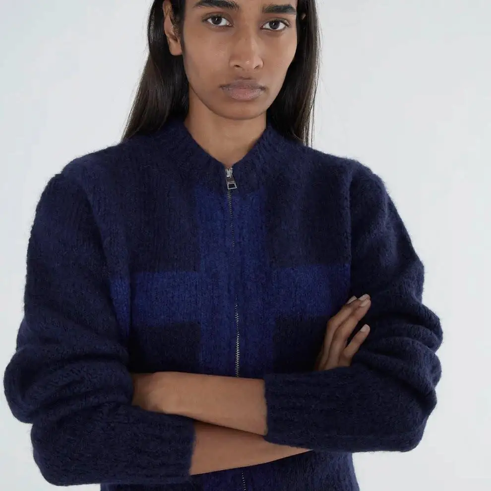 Pure Palomawool Zipper Cardigan Mixed Wool Long Sleeve Women's Sweater Comfortable Simple Style for Autumn And Winter