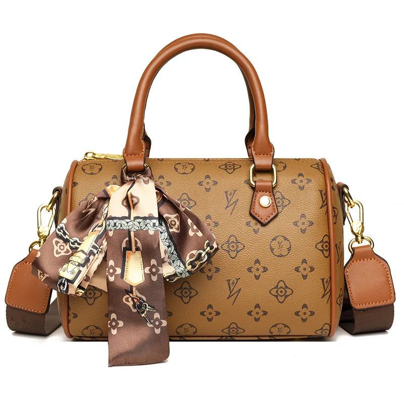 حقيبة وسادة بوسطن عصرية شتوية جديدة متعددة الاستخدامات حقيبة كتف مطبوعة حقيبة يد كروس للنساء