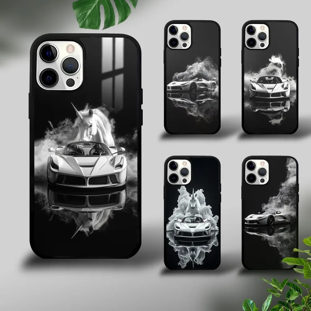 Luxury Car F-Ferrari  Design Phone Case For iPhone 16 15 14 13 12 11 Pro Xs Max Mini Plus Celulares Hard Funda