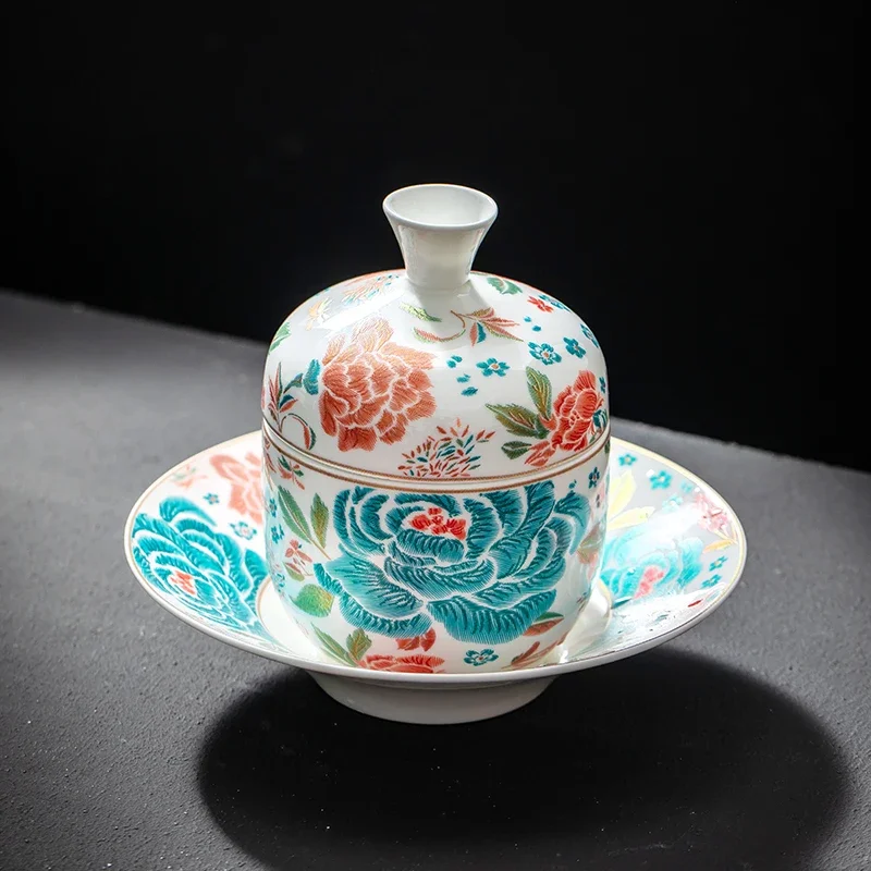 Embroidery pattern on the stew cup hotel ceramic soup cup creative high-end tableware