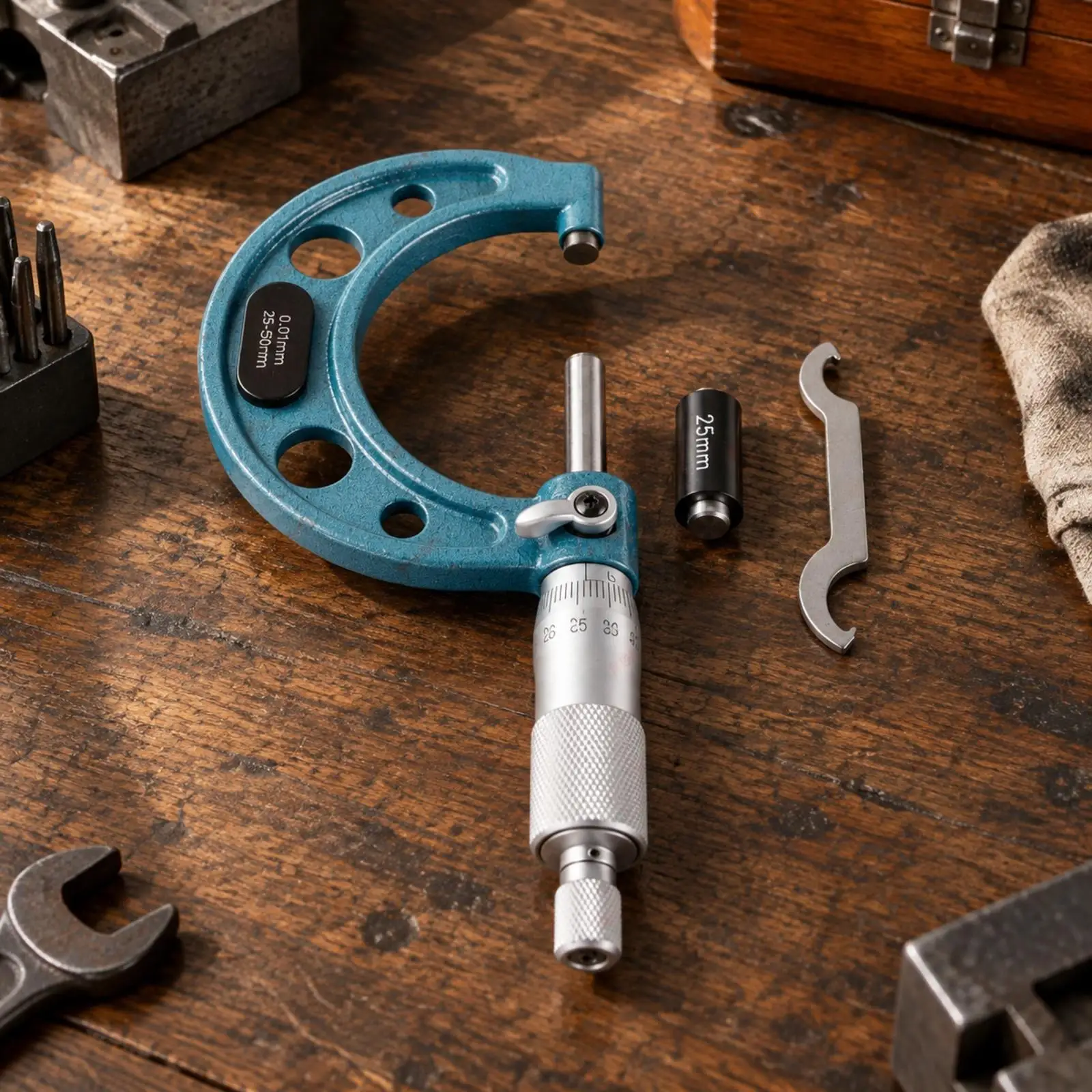 Precision Industrial Micrometer 0.01mm Graduation Carbon Steel External Caliper for Machine Shop Measurement Tool