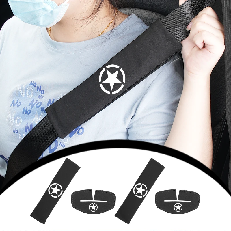 Car Seat Belt Protector Cover Safety Belt Shoulder Pad Accessories For Jeep Grand Cherokee Compass Patriot Renegade Wrangler Lib
