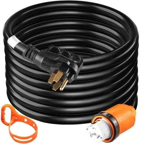 Generator for Cord , 15FT Generator Power for Cord w/ Plug in & Out Pin of Inlet Box Side, 50AMP SS2-50R/CS6375 Style Inlets