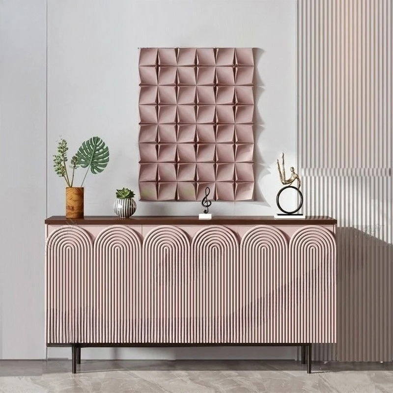 

Modern simple side decorative model room shoe Nordic pink simple partition entrance solid wood