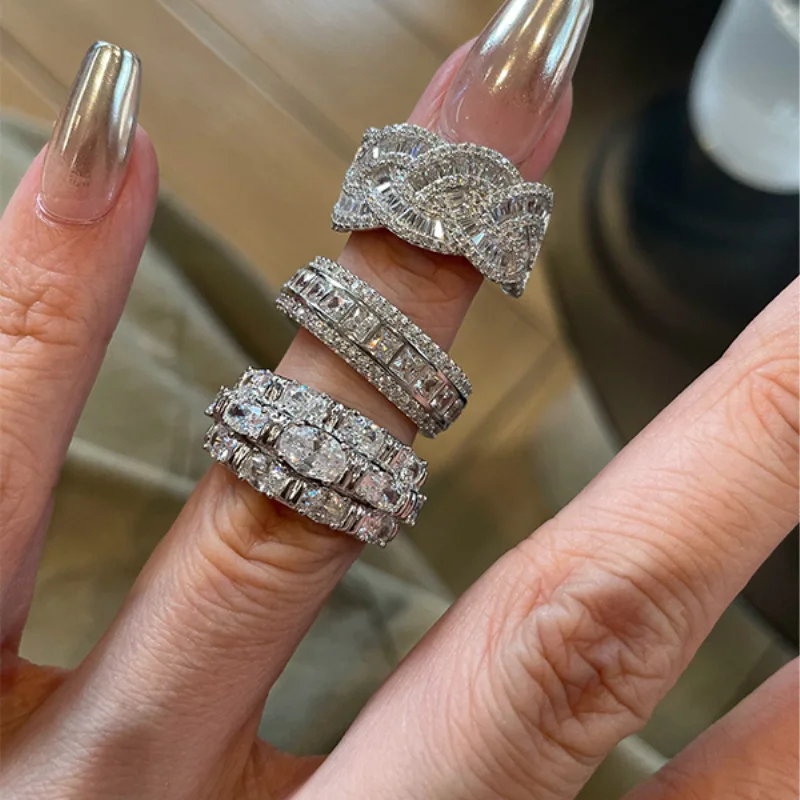 Pave Ring Dazzling Stackable Index Finger Chunky Luxurious Premium Lightweight Gold Tone Alloy Band for Women Daily
