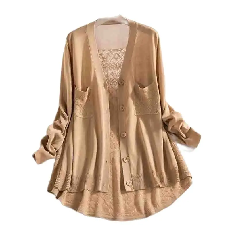 

Summer Knitting Ice Silk Ladies Jacket Hollow Out Loose Comfortable Cardigan Sunscreen Shirt Women's Thin Air Conditioning Shirt