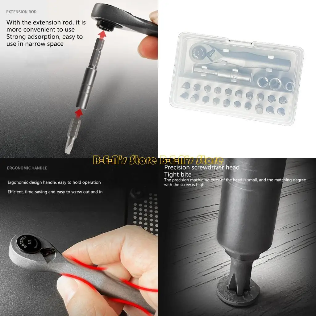 Y1AD 25 in 1 72 Tooth TRatchet Wrench Set Automobile Maintenance Tool Socket Wrench