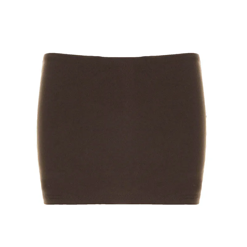 American spice girl wind solid color foundation one-piece low-waisted skirt with lining anti-exposure slim hip skirt female