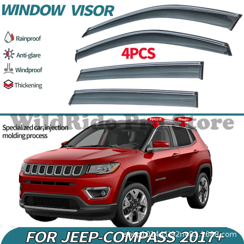 1 set For Jeep Compass 2017+ Window Visor Rain Deflector