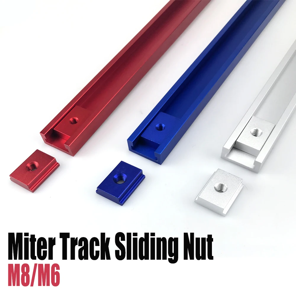 4Pcs M8/M6 Miter T-track Slider, Sliding Nut Made of Aluminum Alloy, T Slot Nut for Woodworking Tools, Jig Screw Slot Fasteners.