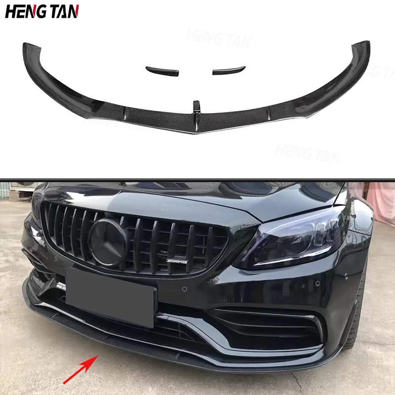 

For Benz C Class W205 C205 C63 C63s AMG 2015-2022 Carbon Fiber Car Front Bumper Splitter Front Lip Chin Spoiler Diffuser Parts