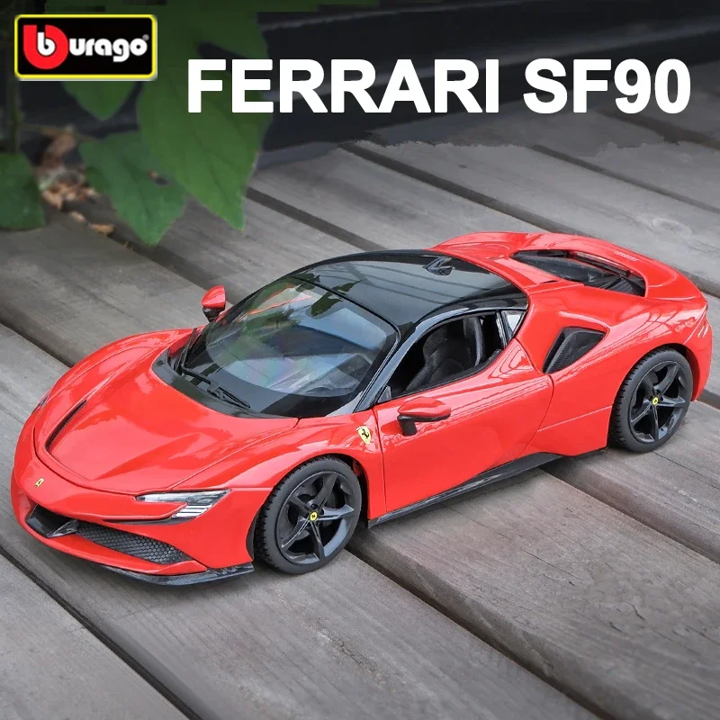 

Bburago 1:32 Ferrari SF90 Alloy Sports Car Model Diecast Metal Toy Vehicles Car Model Simulation Sound and Light Childrens Gifts