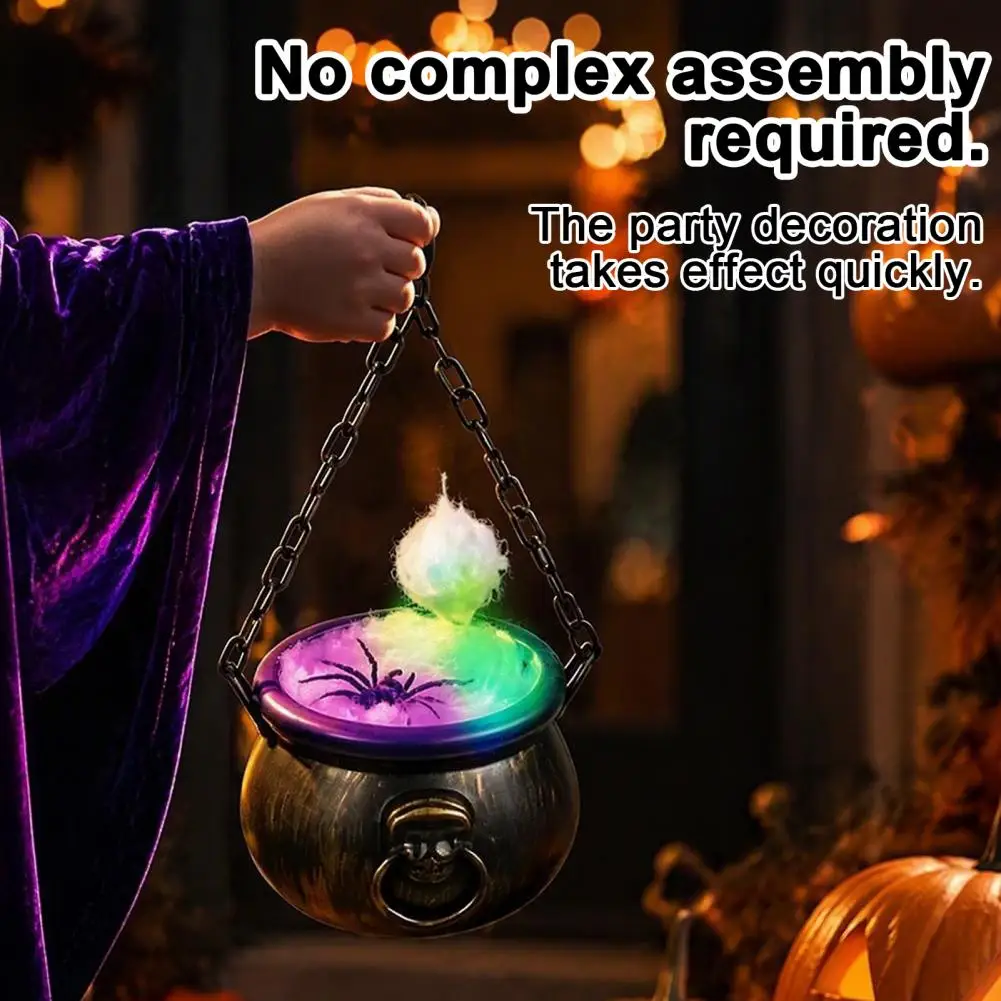 Halloween Witch Cauldron Halloween Cauldron Decoration with Colorful Led Lights Black Witch Cauldron Candy Bowl Spooky for Trick
