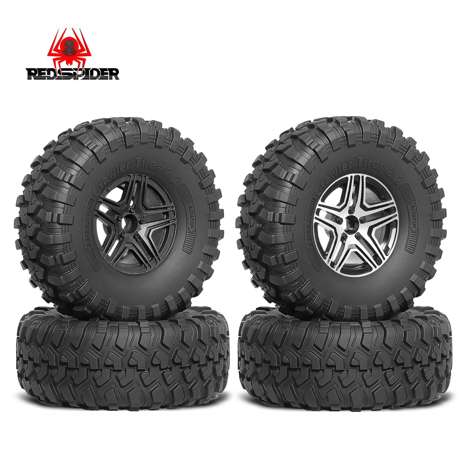 

4Pcs Rock Crawler 2.2" Tires 130mm With Alloy Beadlock Wheel Rim For Rc 1/10 Truck SCX10 Pro II III CAPRA Wrangler MST RGT JEEP