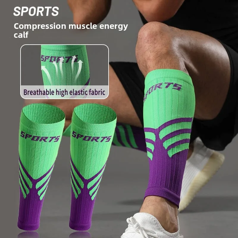 Premium High Performance Breathable Compression Knitted Calf Sleeves for Running Marathon Football Cycling with Muscle Support