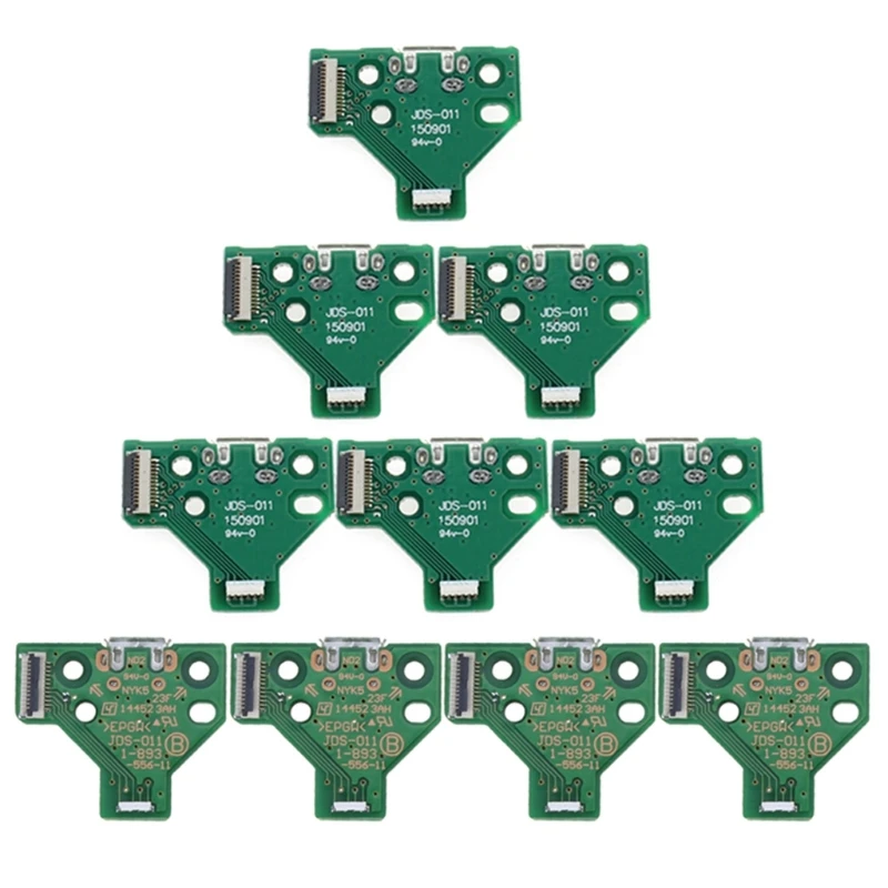 R91A Упаковка из 10 USB-портов для зарядки, печатная плата JDS-011 для игрового контроллера, пластиковая зеленая печатная плата,