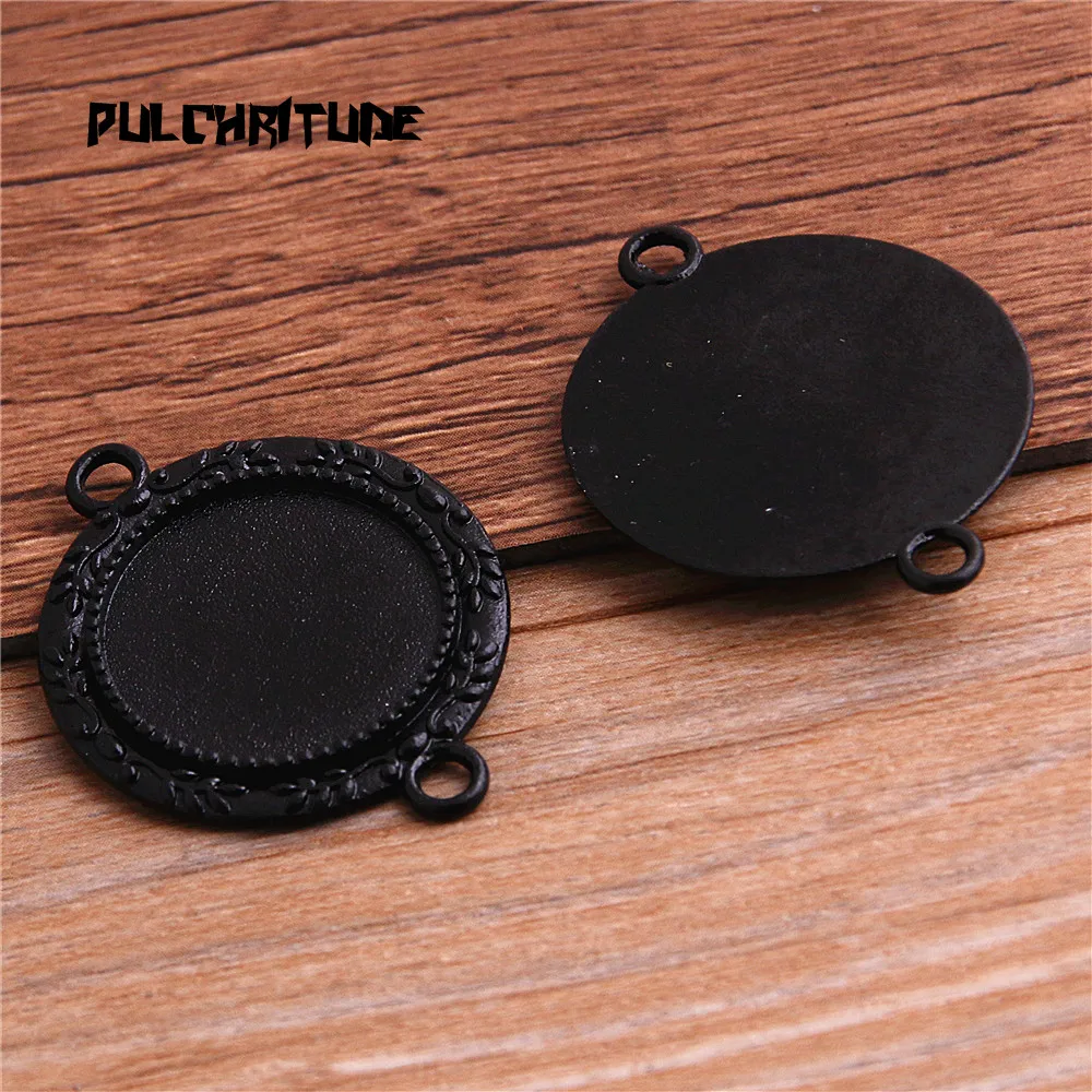 6pcs/lot Metal Trendy Cameo Diplopore Round Cabochon Pendant Setting Blank Pendants for Jewelry Making T6426